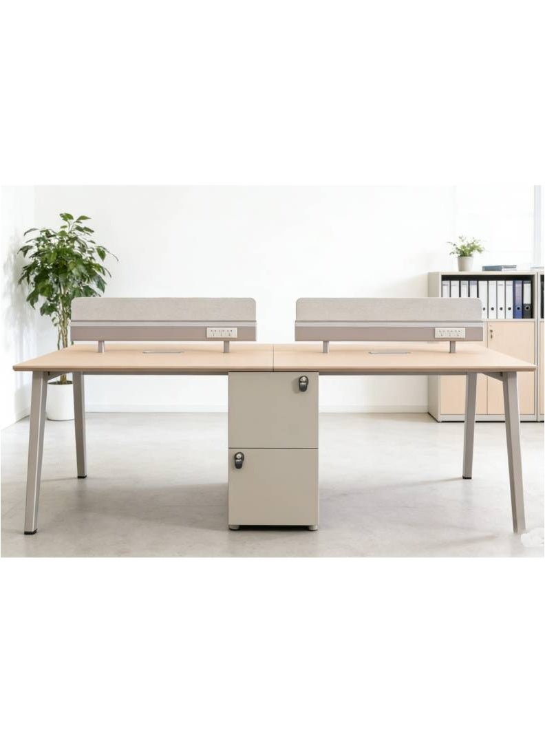 أدين طقم مكتب وكرسي عصري لأربعة أشخاص، محطة عمل للموظفين، تصميم بسيط وحديث - Image 2